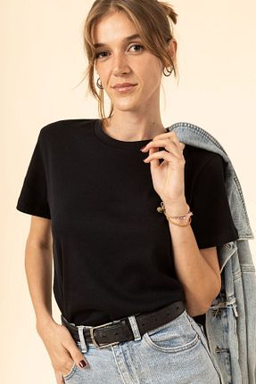 تیشرت مشکی زنانه اسلیم فیت Leirose - کد 870938174