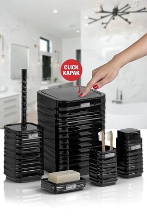 ست حمام مشکی پلاستیک Okyanus Home - کد 748882172