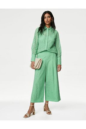 شلوار سبز زنانه پنبه ای Marks & Spencer - کد 827152139