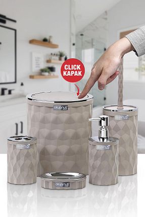 ست حمام قهوه ای پلاستیک Okyanus Home - کد 355297929