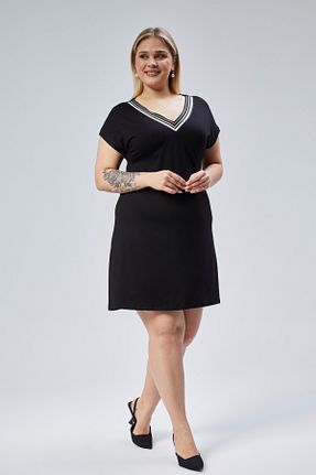 لباس سایز بزرگ مشکی زنانه ویسکون Curvy Trend - کد 900531609