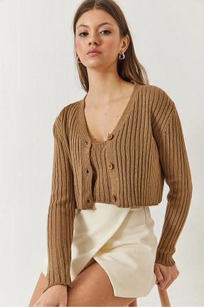 ست بالاتنه و پائین تنه قهوه ای زنانه تریکو Bianco Lucci - کد 901845201