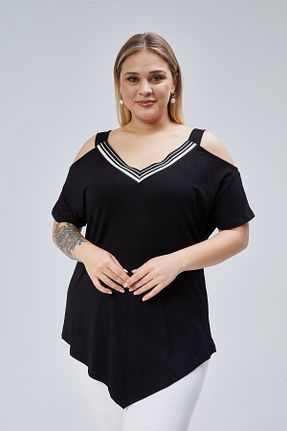 بلوز سایز بزرگ مشکی زنانه سایز بزرگ Curvy Trend - کد 900576222