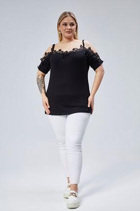 بلوز سایز بزرگ مشکی زنانه سایز بزرگ Curvy Trend - کد 900549433