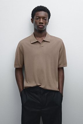پولوشرت قهوه ای مردانه ویسکون Massimo Dutti - کد 900580048