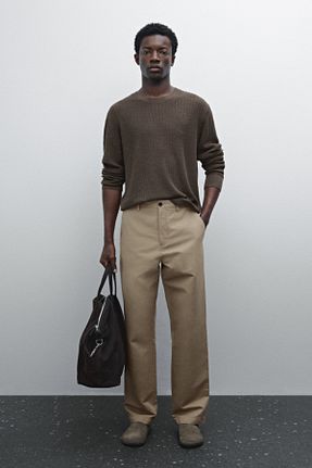 پلیور قهوه ای مردانه طرح دار Massimo Dutti - کد 900598510