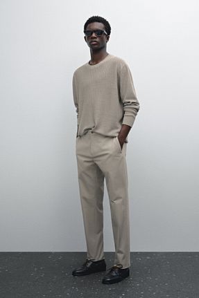 پلیور بژ مردانه طرح دار Massimo Dutti - کد 900600137