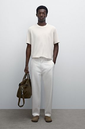 تیشرت سفید مردانه یقه دوچرخه Massimo Dutti - کد 900574804