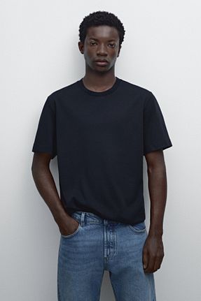 تیشرت آبی مردانه یقه دوچرخه Massimo Dutti - کد 900621587