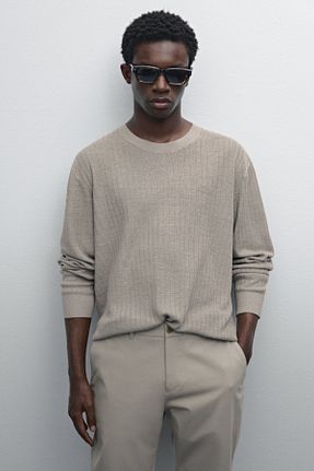 پلیور بژ مردانه طرح دار Massimo Dutti - کد 900600137