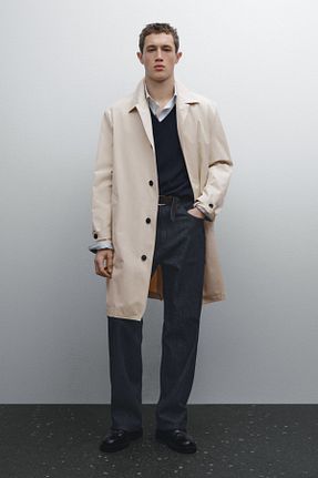 ترنچکت بژ مردانه پنبه ای Massimo Dutti - کد 900599411