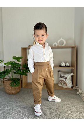 ست بالاتنه و پائین تنه قهوه ای بچه گانه بافت favorimkids - کد 901876244