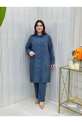 ست بالاتنه و پائین تنه حجاب سرمه ای زنانه سایز بزرگ GK - کد 900599337
