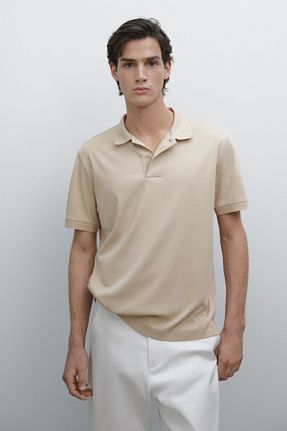 پولوشرت بژ مردانه پنبه ای Massimo Dutti - کد 900605553