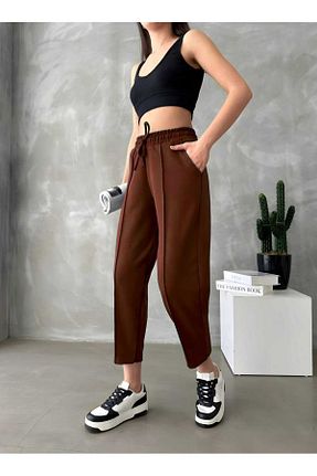 شلوار سایز بزرگ قهوه ای زنانه بافت CNG MODA - کد 900597601
