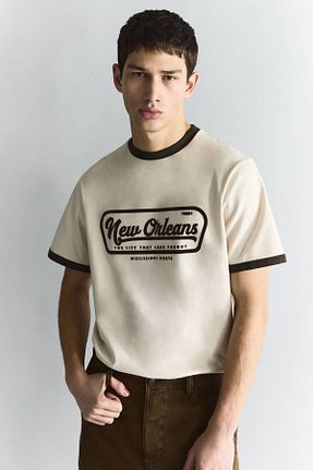 تیشرت نباتی مردانه رگولار Pull & Bear - کد 899360417