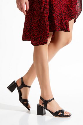 کفش پاشنه بلند کلاسیک مشکی زنانه چرم مصنوعی Akçetin Moda - کد 900607579