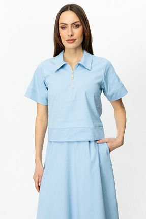 بلوز آبی زنانه ساده ON - کد 900621607