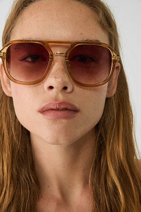 عینک آفتابی قهوه ای زنانه 55 Stradivarius - کد 900618899
