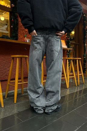 شلوار جین طوسی مردانه پاچه لوله تفنگی Flaw Wear - کد 900619118