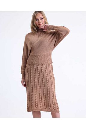 لباس قهوه ای زنانه تریکو MODA - کد 901894144