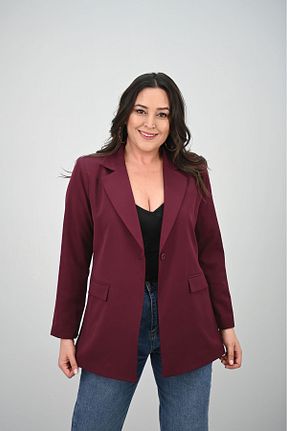 کت سایز بزرگ زرشکی زنانه الاستین Koza Butik - کد 900627633