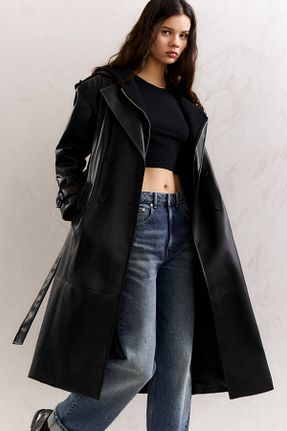 ترنچکت مشکی زنانه پلی اورتان Pull & Bear - کد 855404551