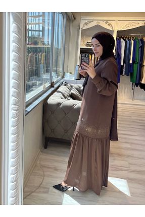 کلاه و ابایا قهوه ای زنانه مخلوط پلی استر Invee - کد 853091614