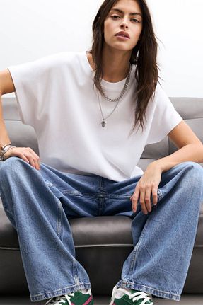 تیشرت سفید زنانه رگولار Pull & Bear - کد 899323792