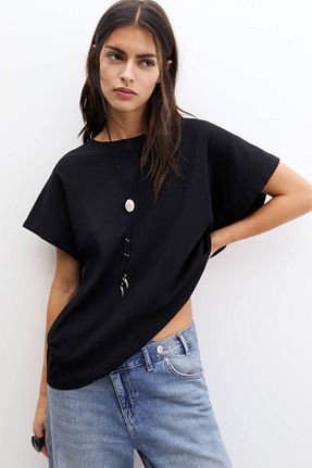 تیشرت مشکی زنانه رگولار Pull & Bear - کد 899305626