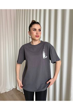 تیشرت مشکی زنانه اورسایز Meri Klera - کد 900666308