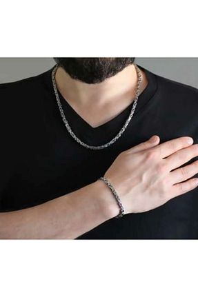 گردنبند استیل ( فولاد ) طوسی مردانه استیل ضد زنگ Lion - کد 900650206
