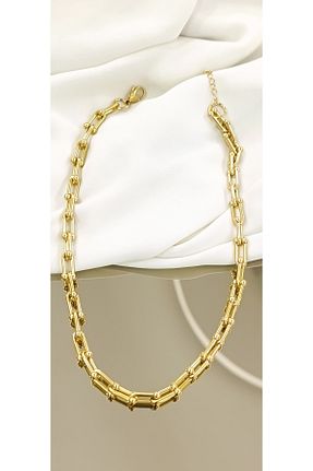گردنبند استیل ( فولاد ) طلائی زنانه استیل (فولاد) SENAM TAKI - کد 884499284