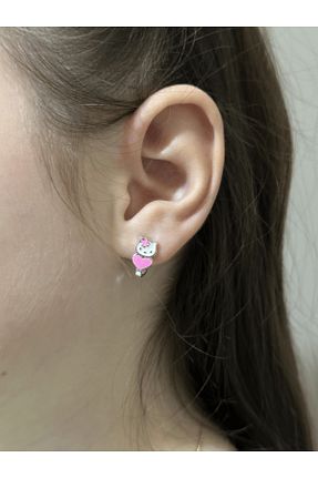 گوشواره نقره صورتی بچه گانه 925 عیار LITTLELUXE - کد 875967355