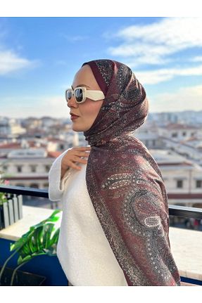 شال زرشکی زنانه پنبه ای Kamelya - کد 900681106