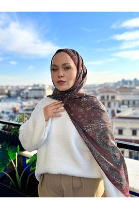 شال زرشکی زنانه پنبه ای Kamelya - کد 900681106