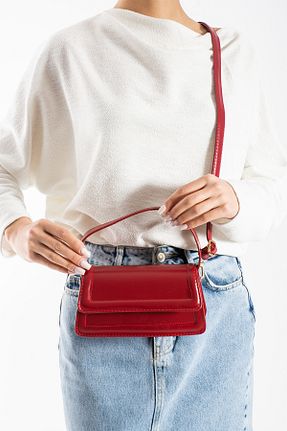 کیف دوشی قرمز زنانه چرم مصنوعی NBİBAGS - کد 842332229