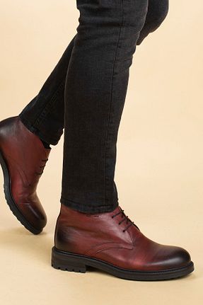 بوت / نیم بوت زرشکی مردانه چرم خالص Deery - کد 32807681