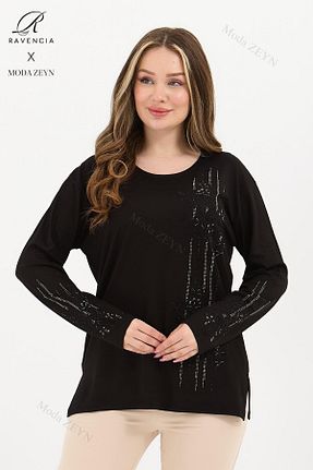 بلوز مشکی زنانه گلدار Ravencia - کد 900700607