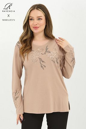 بلوز بژ زنانه گلدار Ravencia - کد 900702054