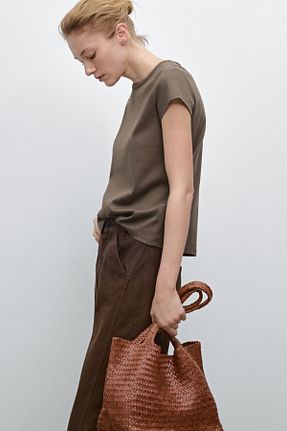 پولوشرت قهوه ای زنانه پنبه ای Massimo Dutti - کد 900792254
