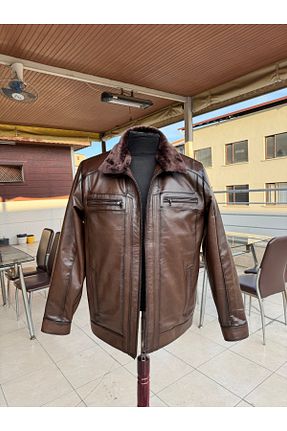 کاپشن قهوه ای مردانه Relaxed Şahan Deri Denizli - کد 895343100
