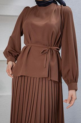 ست بالاتنه و پائین تنه حجاب قهوه ای زنانه رگولار Tesettür Çarşım - کد 900908040