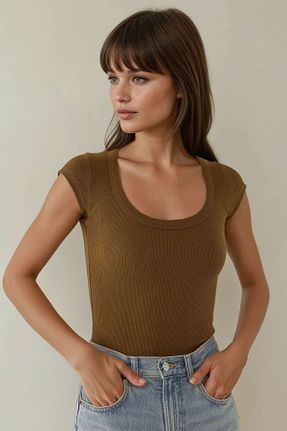تیشرت قهوه ای زنانه اسلیم فیت Hiccup - کد 900904835