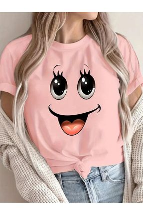 تیشرت صورتی زنانه Relaxed aynewmoda - کد 900847939