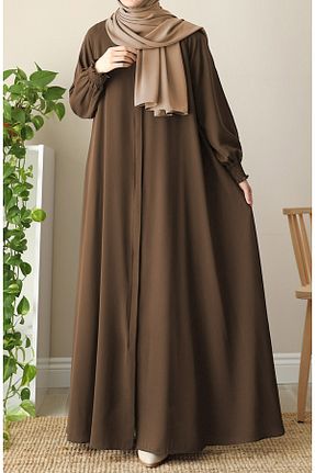 کلاه و ابایا قهوه ای زنانه پنبه پلی استر suhneva - کد 740190823