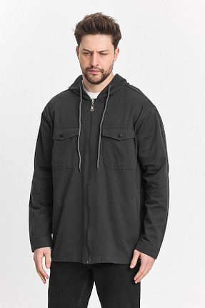 پیراهن طوسی مردانه اورسایز DAMGA JEANS - کد 900992998