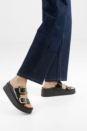 صندل مشکی زنانه پاشنه پلتفرم Bershka - کد 900966231