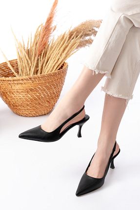 کفش پاشنه بلند کلاسیک مشکی زنانه چرم Santamarina - کد 900987255