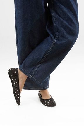 کفش آکسفورد مشکی زنانه پارچه ای Bershka - کد 900985997